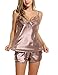 Avidlove Women Lingerie Sleepwear Pajamas Short Sets Satin chemises Coffee S