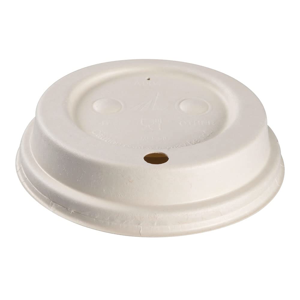 ABENA Gastro-Line Eco-Labelled Sip Through Lid for Disposable Coffee Cups, Plant-Based Materials Used in Lid’s Design, 100% Compostable and Ensures an Eco Solution - Bagasse 9cm White
