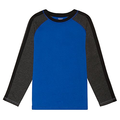 French Toast Boys' Long Sleeve Raglan Tee – Solid Color With Contrast Sleeves, Cotton Blend