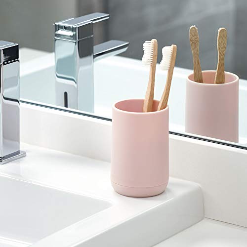 iDesign Cade Toothbrush Holder, Holds Normal Toothbrushes, Spin Brushes, and Toothpaste - Matte Blush
