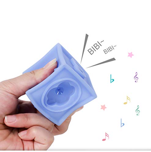 Livoty 12Pcs /6Pcs Children Soft Rubber Building Blocks Polygonal Shape with Sound Squeeze Blocks Ball Education Toys (12PCS)