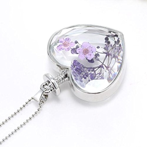 image for Hmlai Jewelry Hmlai Clearance! Women Dry Flower Heart Glass Wishing Bo