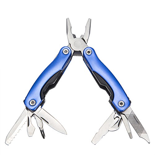 Multi Tool, Micro Pocket Multitool With Sheath, Knife, Pliers, Saw & Other Tools - Ideal for Home, Travel, Quick Car Fixes, Camping, Gardening, Survival, Fishing(Blue)