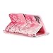 iPhone 5S Case, iPhone 5 Wallet Case, Firefish [Kickstand] [Shock Absorbent] Double Protective Case Flip Folio Slim Magnetic Cover with Wrist Strap for Apple iPhone 5/5S/SE-Cherry