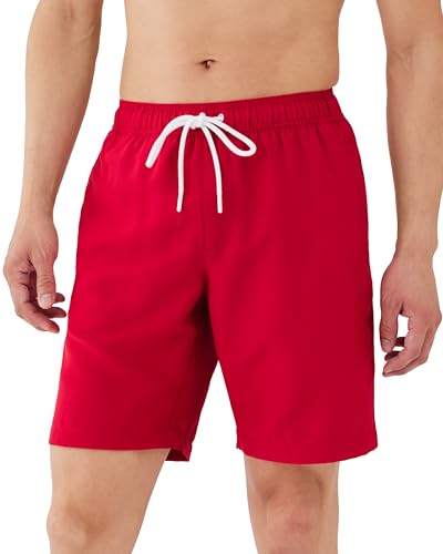 [Amazon Essentials] 水着 海水パンツ (股下23cm) メッシュ裏地 ポケット付き ドローストリング メンズ レッド M