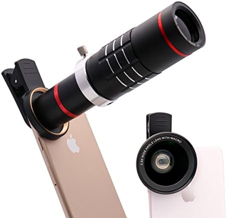 Universal 18X Zoom Mobile Phone Telephoto Lens, 15X Macro Lens+ 0.6X Super Wide Angle Lens for iPhone iPad Samsung and Most Smart phones (Black)