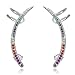 Silver Rainbow Unicorn Ear Cuff Hypoallergenic Sterling Silver Sweep Ear Crawler Climber Studs Pin Earrings Multi Color CZ (Rainbow Shine)