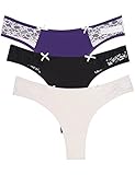 Ekouaer Womens Breathable Lace Thong Panties Underwear Pack of 3/6 S-XXL