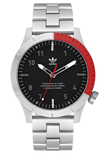 adidas Watches Cypher_M1. Menâ€™s 3 Link Solid Stainless Steel Bracelet, 22mm Width (Silver/Black/Red. 42 mm).