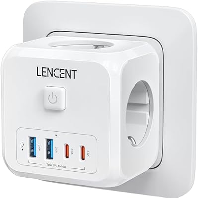Cubo Enchufe USB 7 en 1, Ladron Enchufes 4000W, Cubo Enchufes