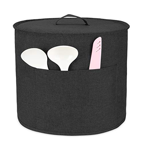 Luxja Dust Cover for 8 Quart Instant Pot, Cloth Cover with Pockets for Instant Pot (8 Quart) and Extra Accessories, Black (Large) - Thumbnail 2