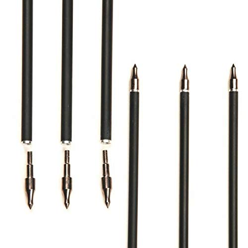 E-ROCK 28 Inch Carbon Archery Arrows, Spine 500 with Removable Tips, Hunting and Target Practice Arrows for Compound Bow and Recurve Bow, 6 Pack