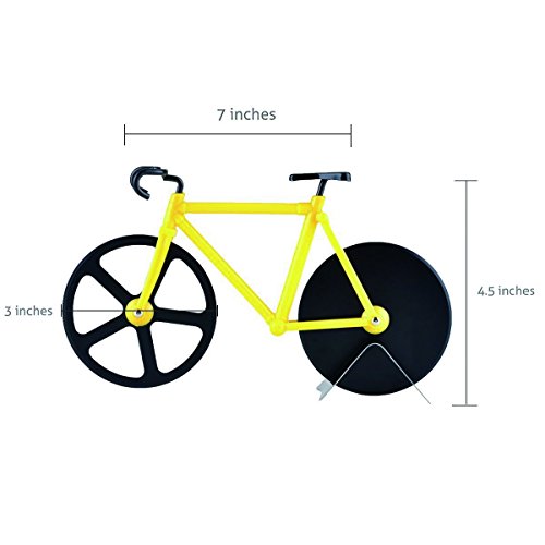 BALFER Bicycle Pizza Cutter Dual Stainless Steel Bike Pizza Cutter Wheel (Yellow & Black) Home & Kitchen, Kitchen & Dining, Kitchen Utensils & Gadgets, Pasta & Pizza Tools, Pizza Cutters