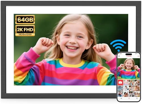 Frameo WLAN Digitaler Bilderrahmen 10,1 Zoll, 1920 * 1200P 2K Touchscreen 64GB Speicher Elektronischer FotoRahmen, Auto Drehung, Einfache Weitergabe v