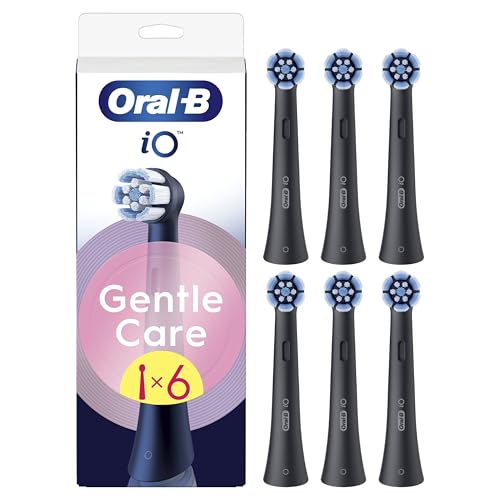Oral-B Brossettes de Rechange Gentle Care, lot de 6, Noires – Recharges Brosse à Dents Électrique iO, 4000 Brins Souples pour un Brossage Doux sur les Gencives