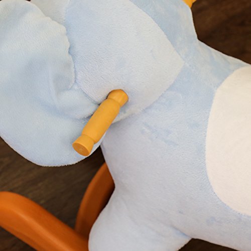 Peach Tree Kids Animal Rocker Plush Rocking Horse Elephant Theme Ride on Toy Style Riding Rocker with Sound, Blue