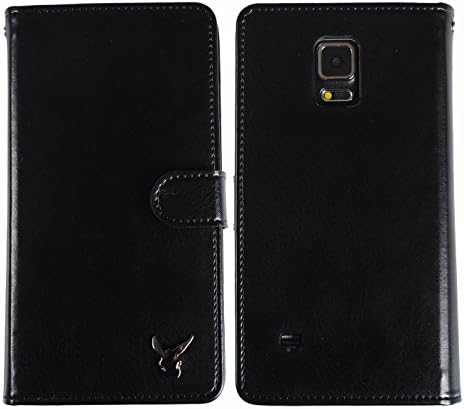 Galaxy Note 4 Case,[Black] Luxury [Dual Wallet] [Wristlet] Cow Leather [7 Card Slot] [Standing] Book Wallet Flip Case Cover for Galaxy Note 4 MCN4BK