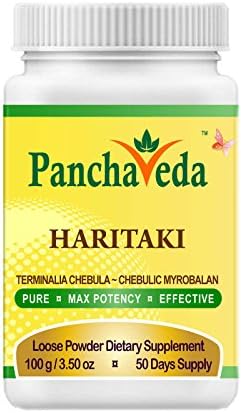 Panchaveda Haritaki Powder Organic, Ayurvedic, Herbal, Natural Stool Softener Detox Colon Cleanse - Terminalia Chebula Hawaban Harde Churna For Detoxification Irritable Bowel Syndrome IBS Constipation