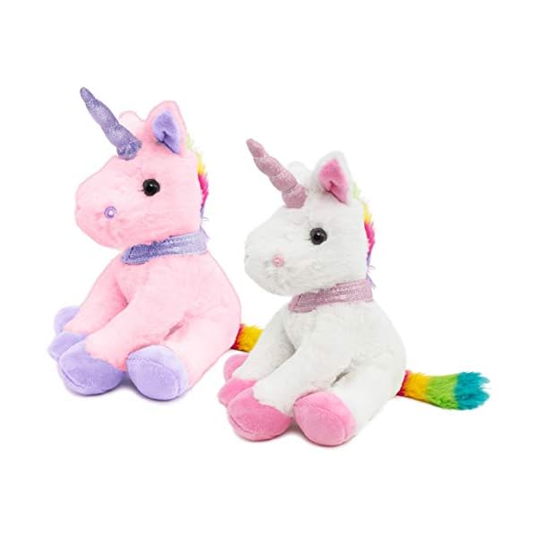 BRUBAKER Plüsch Einhorn 21 cm hoch - Weiß - Stofftier Plüschtier Kuscheltier