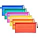 Bememo 12 Pcs Mesh Zipper Pouch Bags Pencil Pouch Zipper File Bags Waterproof Plastic Double Layer for Pen Cosmetics Office Supplies Travel Accessories 6 Colors
