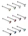 FUNRUN 60pcs Stainless Steel Assorted Crystals Piercing Jewelry Nose Studs Rings Pins Mix Color Box Set 1.5mm