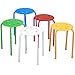 Topeakmart Set of 5 Classroom Stackable Stools Plastic Stack Stools Blue/Green/Red/White/Yellow Bar Stools Set 17.3in Height
