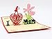 IShareCards® Handmade 3D Pop Up Mother's Day Greeting Cards Thank You Cards for Mom - I LOVE MOM