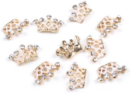 So Beauty 10 Pieces 3D Rhinestone Crown Nail Art Slices Glitters DIY Decorations