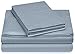 Amazon Brand – Pinzon 400-Thread-Count Hemstitch Egyptian Cotton Sheet Set - Queen, Smokey Blue