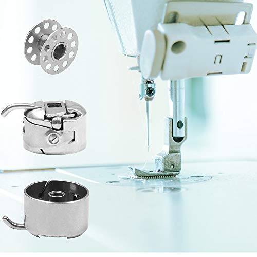 4 Pieces Sewing Machine Bobbin Case with 20 Pieces Sewing Bobbins for Front Loading 15 Class Machines