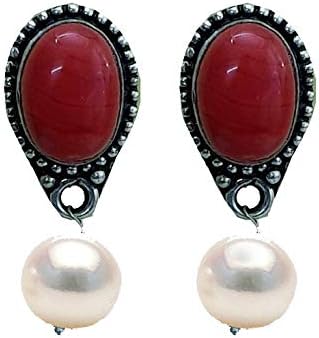 Eshopitude Onyx Gemstone & Pearl Beads Ethnic Stud Valentine Gift Earring For Your Girlfrind Sister Daughter Mother And Your Love ones