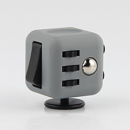 Desk Toy Stress Relief Fidget Magic Cube for Children and Adults (Grey/Black)
