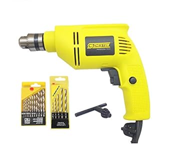 Cheston 10mm Powerful Drill Machine Reversible Variable Speed for Wall, Metal, Wood Drilling (Bits Included in Select Variations. Chose Below)