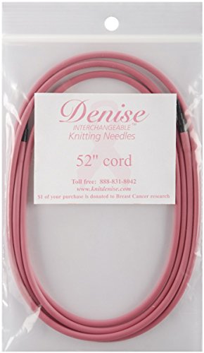 Denise Needles Interchangeable Knit and Crochet Long Cord, 52-Inch, Pink