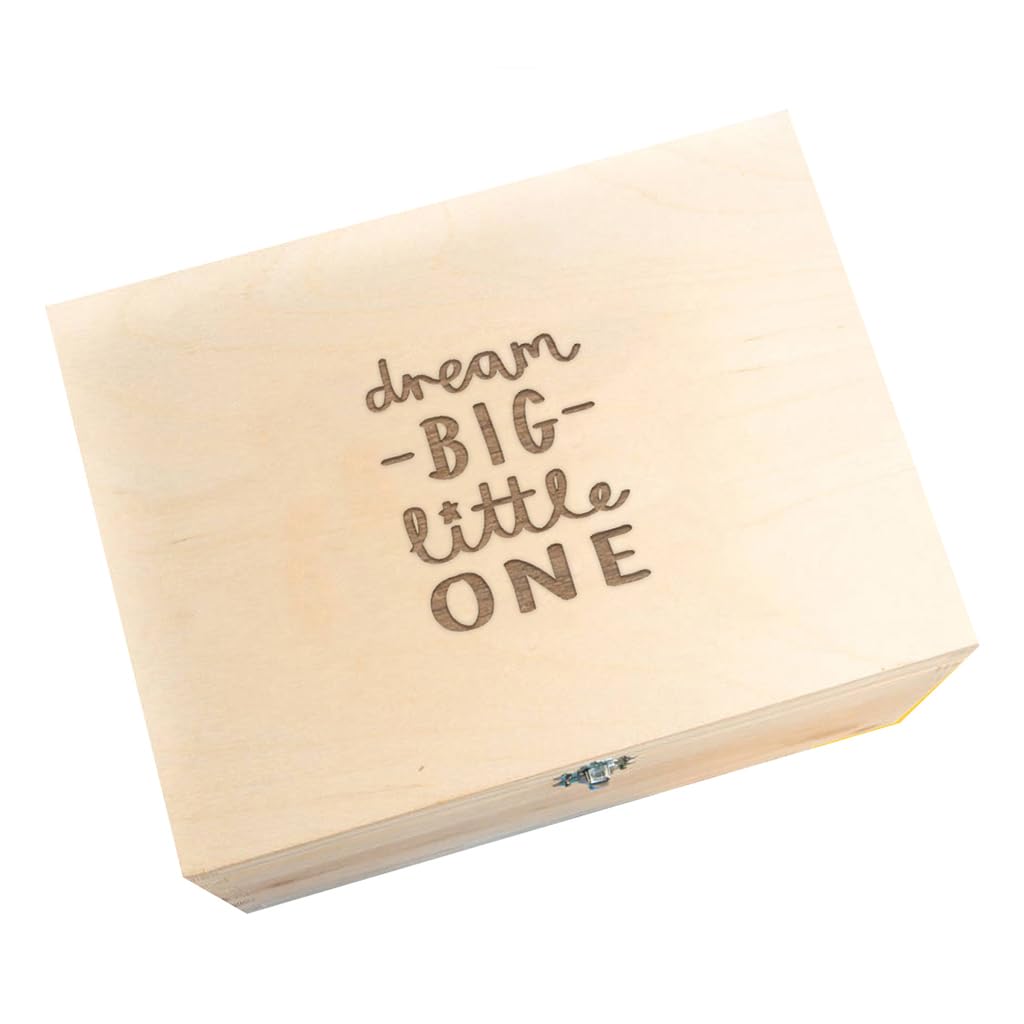 Wooden Engraved Keepsake Box/Baby Keepsake Memory Box/Engraved Gifts for New Parents/Baby’s First Christmas/Newborn Girl Boy Gifts (Dream Big Little One)
