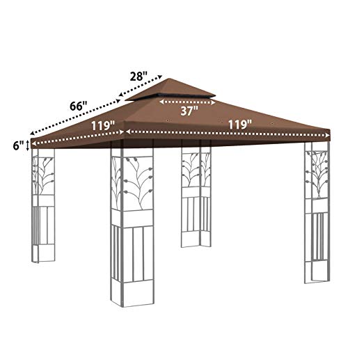 BenefitUSA Replacement Canopy Top Cover for 10'X10' Gazebo Polyester Double Tiers for Outdoor Garden Patio Pavilion Sunshade (Brown) - Thumbnail 2