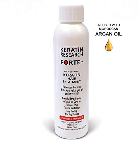 Keratina Forte Brasilera por 120ml, with Moroccan Argan oil Tratamiento Que Alisa El Cabello Ahora con Una Fuerza Extra, Fórmula Mejorada Que Repara El Cabello, por Keratin Research