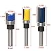QLOUNI 3pcs Router Bit Set Double Straight Flute Flush Trim 1/4 Inch Shank Trim Bit Template Cutter 1/2
