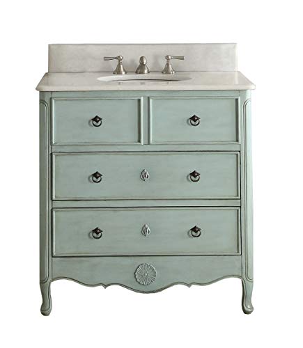 34” Cottage look Daleville Bathroom Sink vanity Model HF081-LB (Light Blue) - Thumbnail 3