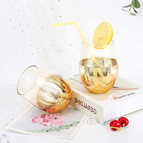 AGGF Glas, 18,6 Unzen Cocktailgläser 4er-Set Biergläser Golden Shiny Trinkgläser Getränkebecher für Wassersaft – Bild 5