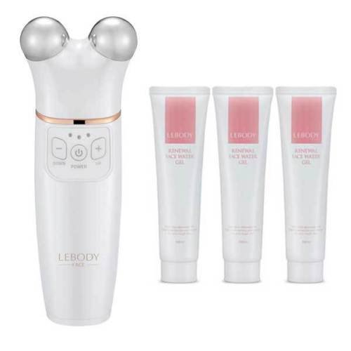 LEBODY FACE Micro-current Generator Facial Toning Device Home Skin Care Massager (WHITE) + LEBODY FACE Renewal Face Water Gel 150ml 3EA Set