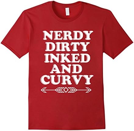 Men's Nerdy Dirty Inked and Curvy Tattoo TShirt 2XL Cranberry