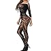 QueensHot Sheer Black Lingerie Babydoll Crotchless Teddy Nightie Leotard Body Suit Stocking, Black, Large