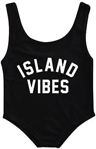 Ropin Baby Girls Swimsuit One Piece Swimwear for Beach ''Island Vibes'' (2-3 Years, Black - Island Vibes)