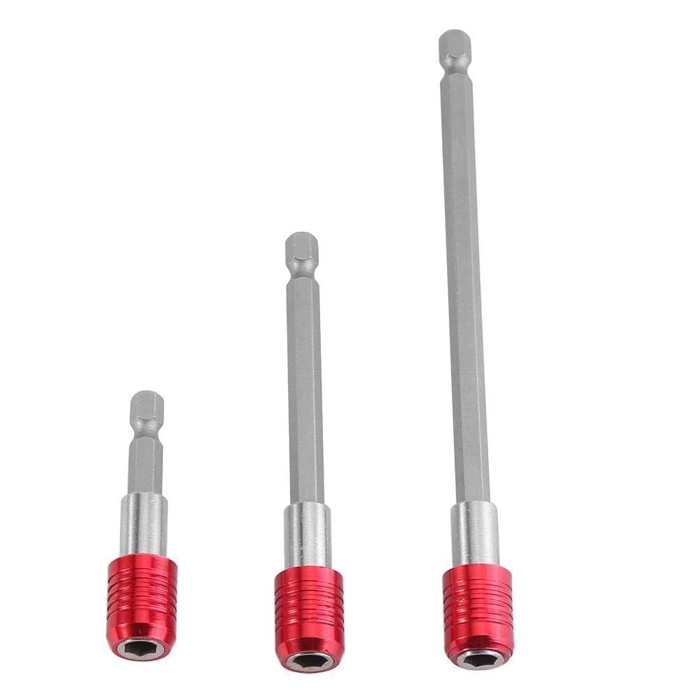 Drill Bit Extension Stainless Steel Bit Holder Extension Bar for 1/4" Hex Shank Electric Screwdriver Bits(Yellow Three/Group)