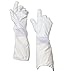 Forest Beekeeping Premium Goatskin Leather Beekeeper's Glove with white vent Long Canvas Sleeve with elastic cuff (L)