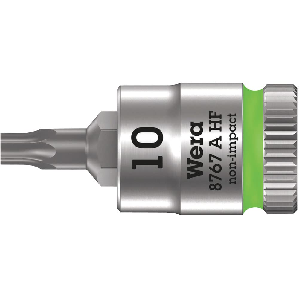 Wera 05003360001 8767 A HF Torx Bit Socket 1/4 Inch with Retaining Function, Green, 05003362001