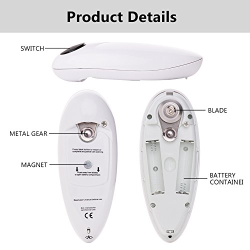 Foho Electric Can Opener, Smooth Soft Edge Electric Can Opener for Any Size with One-Button Manual Start / Stop, Best Kitchen Gadgets for Arthritis and Seniors - Thumbnail 2