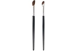 KOPIDA 2PCS Angled Shading Eyeshadow Makeup Brush - Eye Brow Bone Highlighter, Nose Contour Brush, Small Soft Natural Horse Bristle Slanted