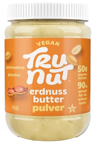 Tru-Nut Vegan Erdnussbutter Pulver, 454G - Ideal Für Smoothies &Amp; Porridge - Proteinreich - 75% Weniger Kalorien - Glutenfrei - Ohne Gentechnik - Erdnussbutter Flavour Pulver